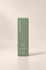 MATINÉ Vanilla Lip Balm sage green outer packaging with Palestinian olive oil branding.